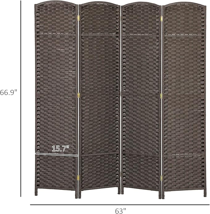 HOMCOM Room Divider, 4 Panel Folding Privacy Screen, 5.6' Tall Freestanding - Image 7