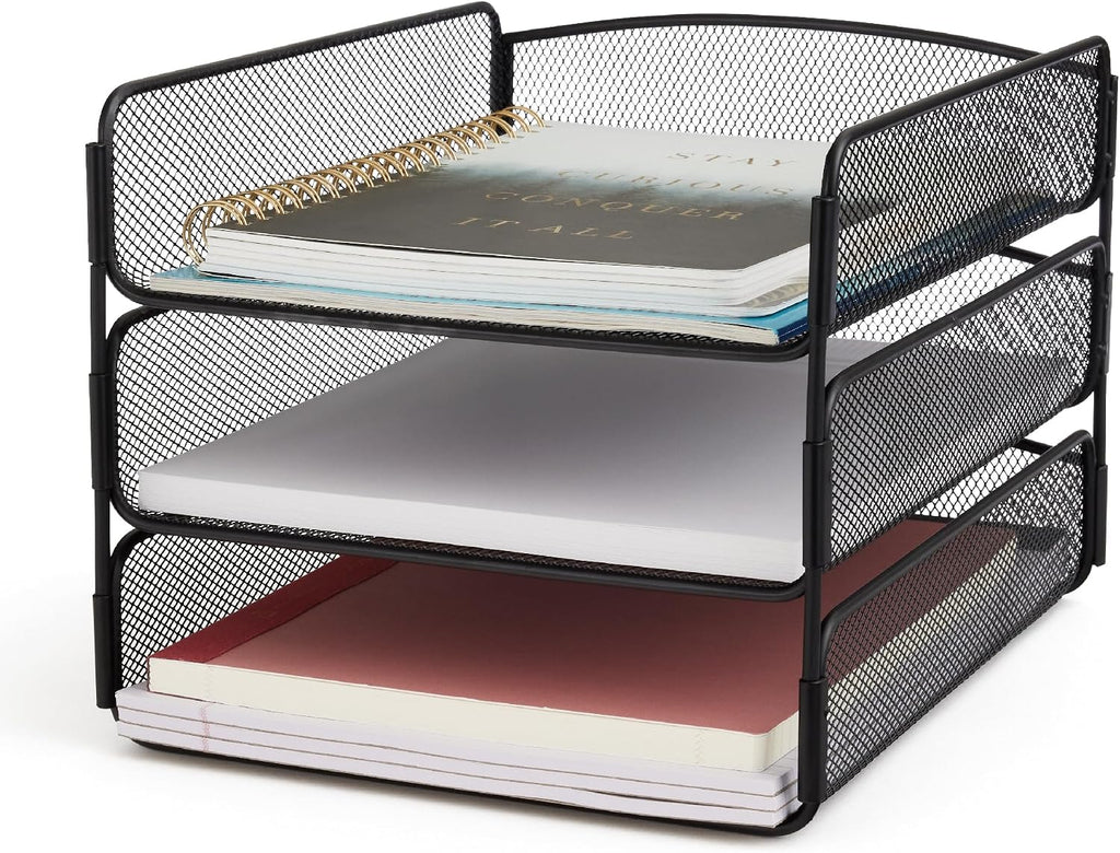 Safco Onyx Desk Organizer, 3 Trays, Office and Classroom Mailbox, Paper and