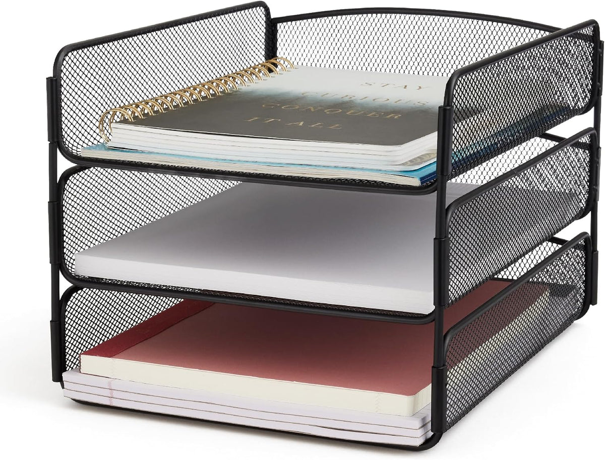 Safco Onyx Desk Organizer, 3 Trays, Office and Classroom Mailbox, Paper and