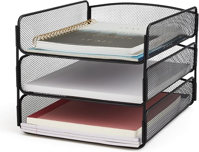Safco Onyx Desk Organizer, 3 Trays, Office and Classroom Mailbox, Paper and by SafcoProducts