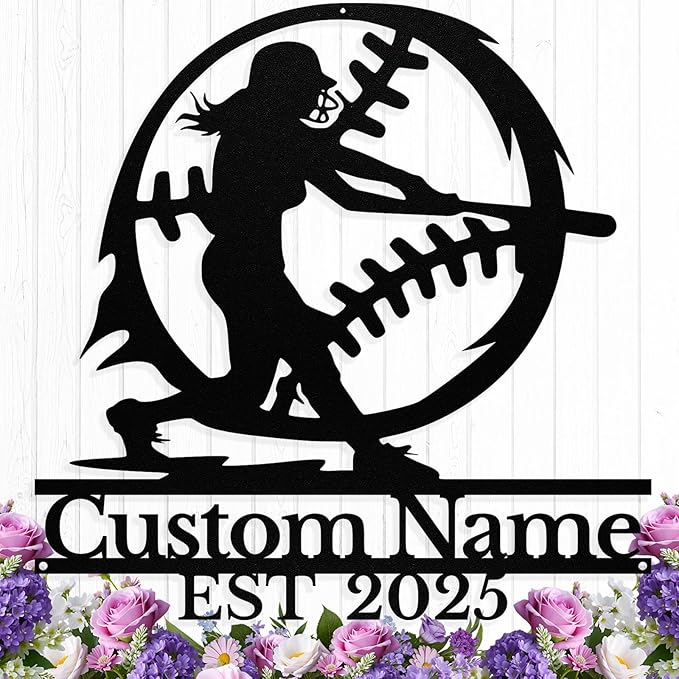 Personalized Softball Metal Sign Custom Player Softball Name Sign Girls Room by HengMeiZiK