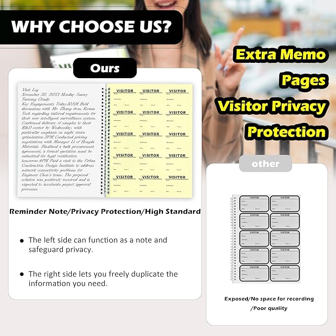 2 Pack Visitor Badges with Carbon Copy Visitor Stickers Letter Size Visitor Log - Image 4