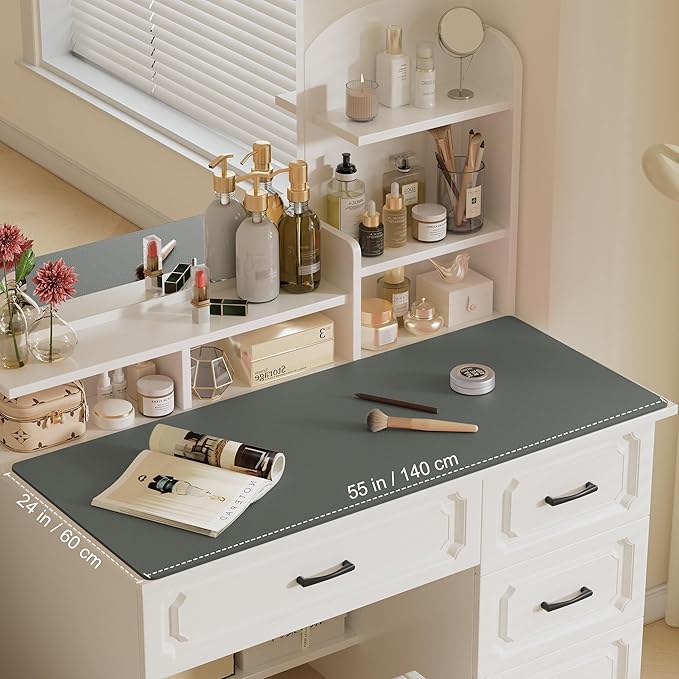 Aothia Leather Desk Pad Protector, Office Desk Mat, Large Mouse Pad, Laptop - Image 3
