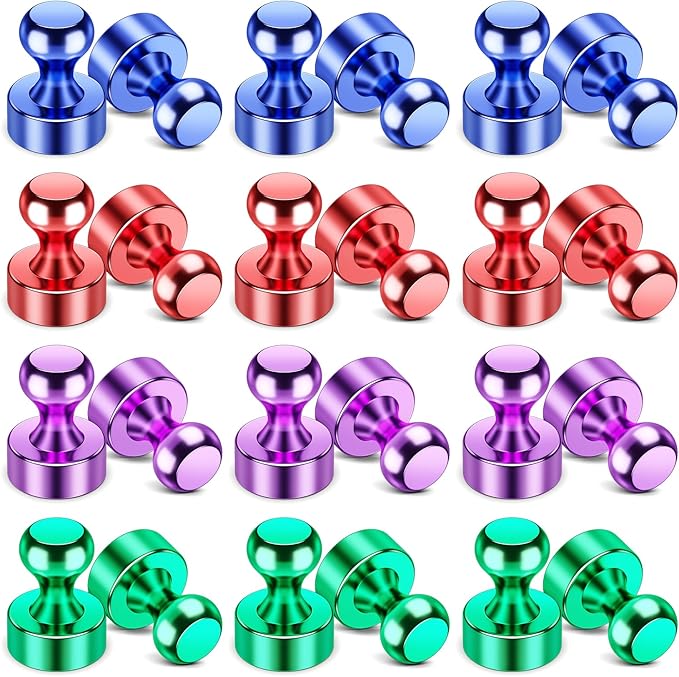 VNDUEEY 24 Pack Fridge Magnets, 4 Colors Refrigerator Magnet, Magnetic Push Pins by VNDUEEY
