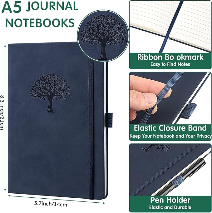 Qeeenar 24 Pack Leather Notebook Journals Bulk 5.7" x 8.3" Harder Cover A5 - Image 2