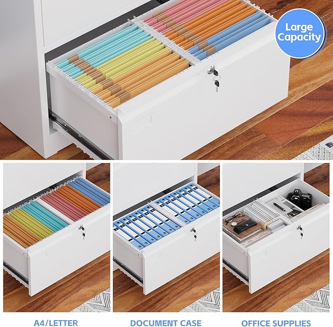 SUXXAN 3 Drawer File Cabinet, Lateral Filing Cabinet - Image 6