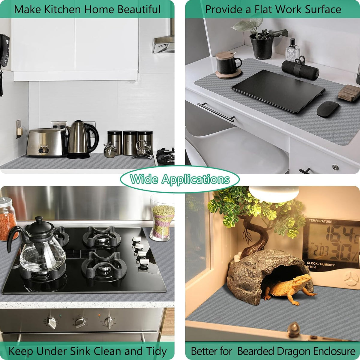 Self-Adhesive Shelf Liner Kitchen Liner, Waterproof Backed Paper Easy Peel an...
