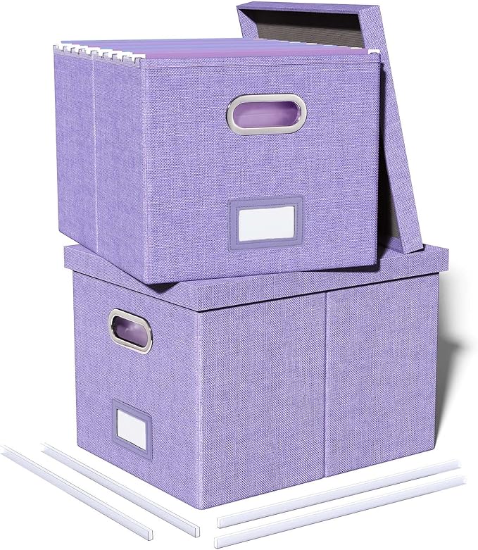 2 Pack File Storage Organizer, Filing Box, Portable File Box by Oterri