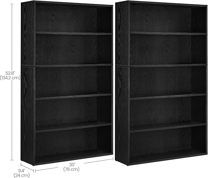 VASAGLE Set of 2 Bookshelves, 30 Inches Wide, 5-Tier Open Bookcases - Image 3