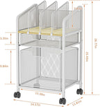 Rolling File Cabinet with Adjustable Dividers, Mobile Filing Cabinet with 2 - Image 2