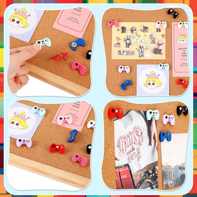 24 Pcs Fun Push Pins for Cork Board Video Game Cork Board Tacks Cute Fun Push - Image 4