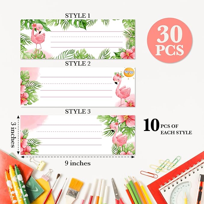 Name Tags for Classroom Desks, Flamingo Theme Students Name Plates, Tropical - Image 2
