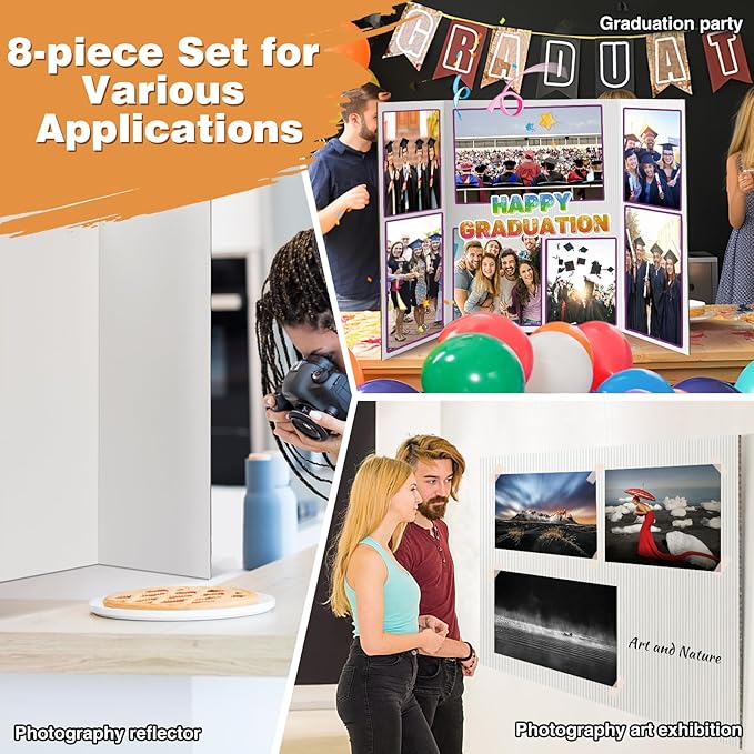 8 PCS Trifold Poster Board- Extra Large 48" x 36" Tri Fold Display Board Hard & - Image 6