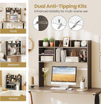 Tangkula Desktop Bookshelf for Computer Up to 32”, 37” Countertop Storage Hutch - Image 8