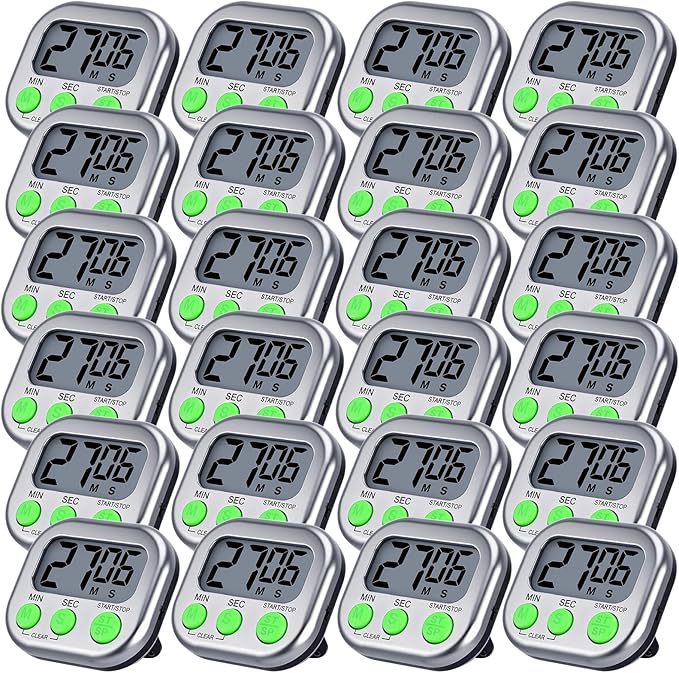 Leumoi 24 Pcs Digital Kitchen Timers Magnetic Back Timers Bulk Large Screen by Leumoi