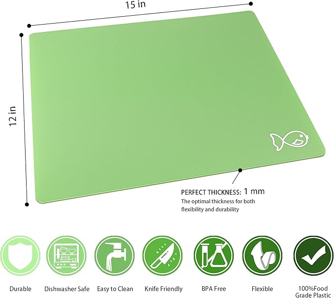 ZVP Plastic Cutting Boards for Kitchen, Flexible Cutting Mats, Gradient Green - Image 3