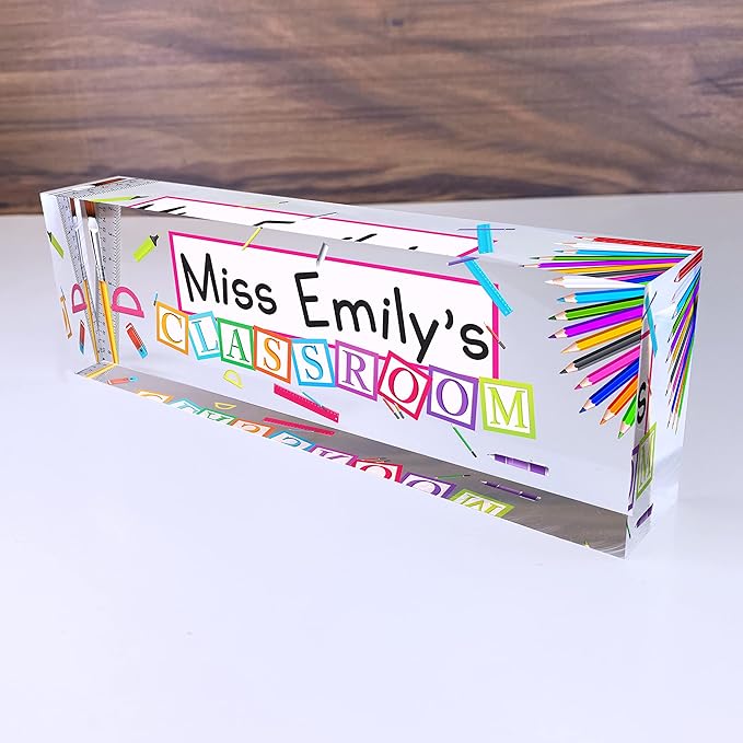 Artblox Acrylic Name Plate, Personalized Teacher Desk Sign, Modern Signage by Artblox