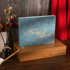 Blue Leather Wedding Guest Book, Polaroid Guest Book - Image 4