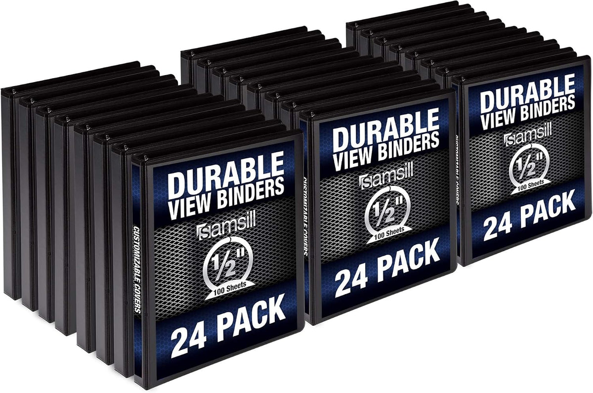 Samsill Durable .5 Inch Binder, Made in the USA, Round Ring Customizable Clear