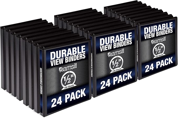 Samsill Durable .5 Inch Binder, Made in the USA, Round Ring Customizable Clear by Samsill