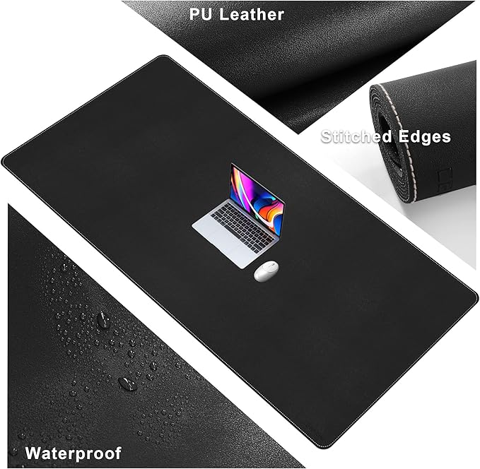 CENNBIE Leather Desk Mat, Extended Non-Slip Mouse Pad, Waterproof PU Leather - Image 3