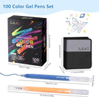 LIULIUCAI Gel Pens for Adult Coloring Book, 100 Colors Large Capacity Metallic - Image 6