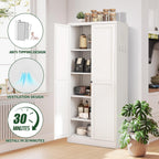 kitchen pantry cabinet,white metal pantry cabinet with 2 showing dimensions