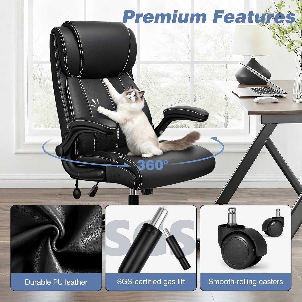 bestfair ergonomic office chair, desk chair with adjustable, front angle view