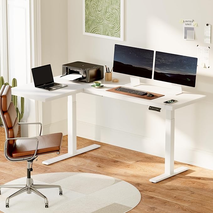 FLEXISPOT Corner Desk Dual Motor L Shaped Computer Electric Standing Sit Stand - Image 2