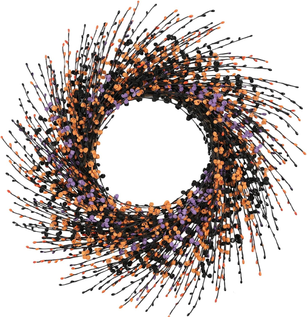 Idyllic 24 Inch Halloween Wreath Black Orange Purple for Front Door