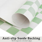 Ohocut Checkered Desk Mat, 31.5" x 15.7" Large Cute Sage Green Aesthetic Retro - Image 5