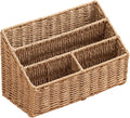 Woven Divided Storage Basket Desk Organizer Tabletop Mail Holder Countertop by HaoGZMZFCL