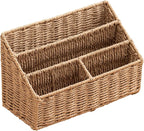 Woven Divided Storage Basket Desk Organizer Tabletop Mail Holder Countertop by HaoGZMZFCL
