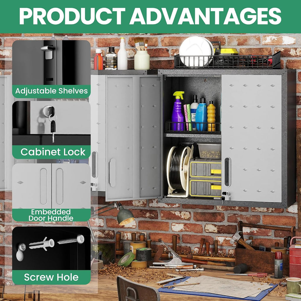garage cabinet system | heavy duty steel all-in-one, side view