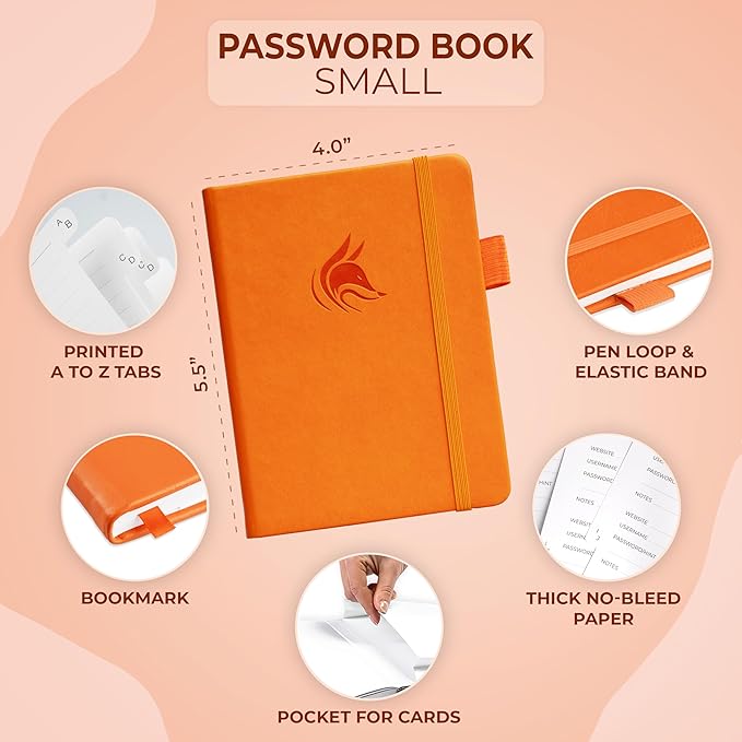 Clever Fox Password Book with alphabetical tabs. Internet Address Organizer - Image 2