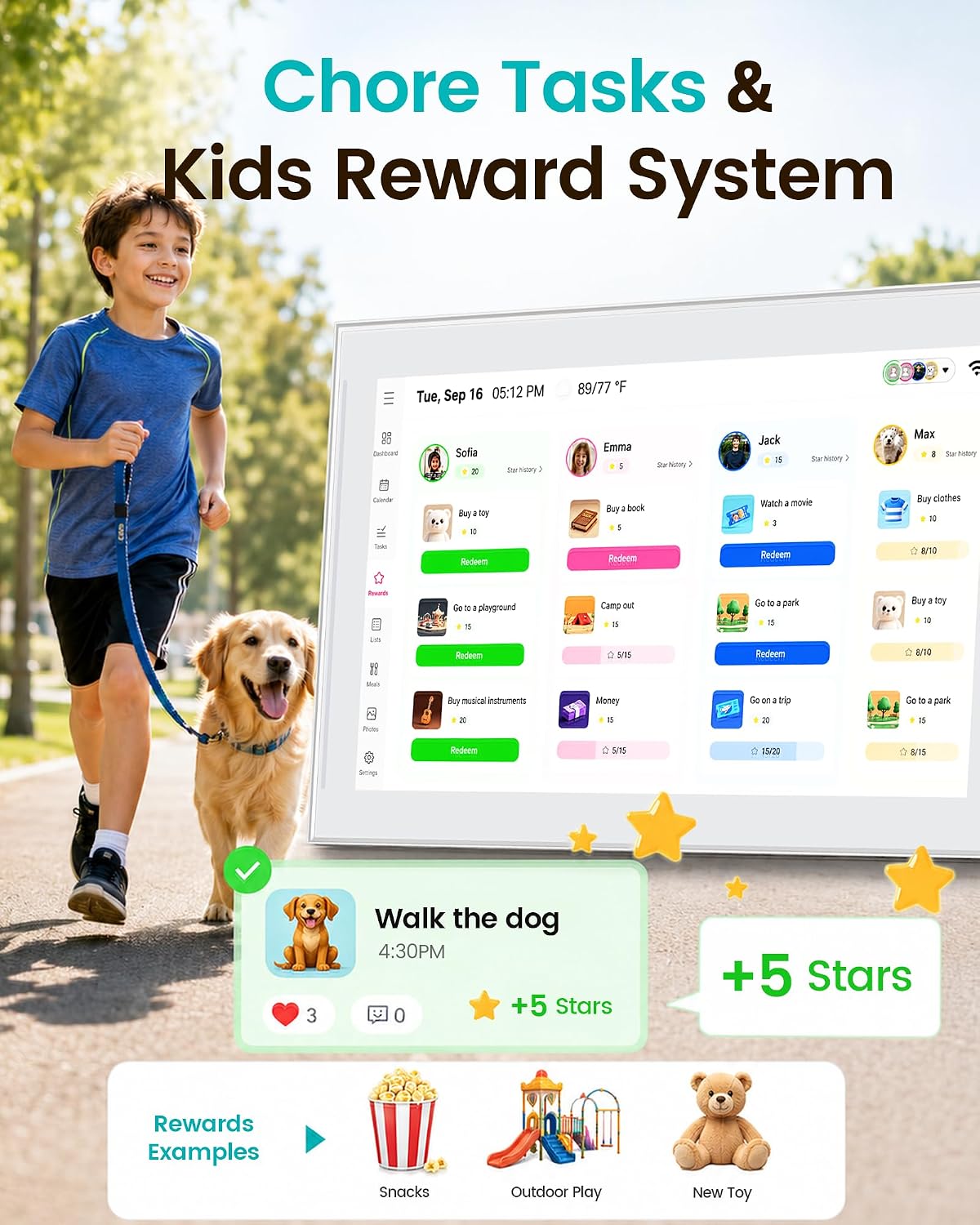 NGTeco 15.6" Digital Calendar, No-Subscription, Smart Family Wall Planne...