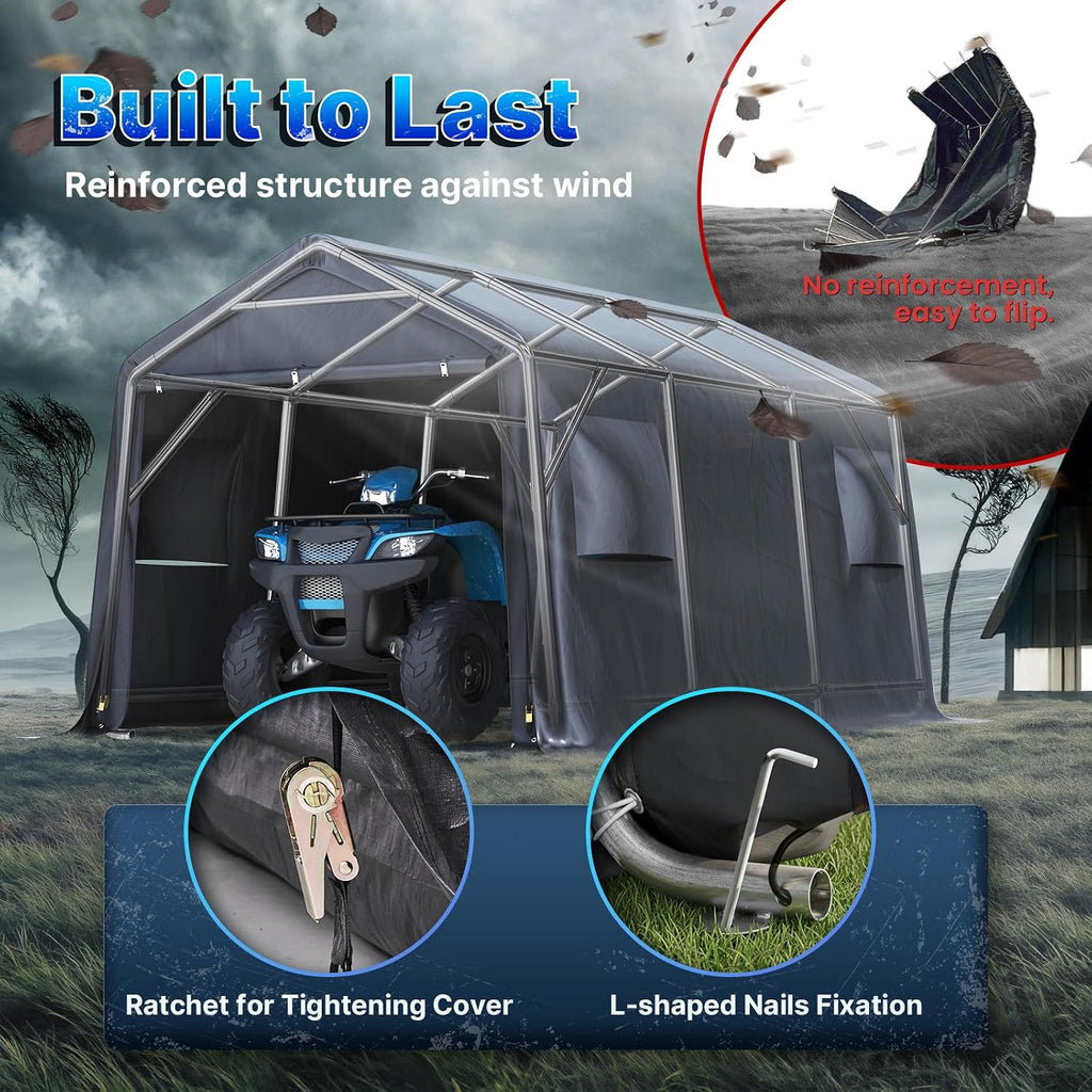 advance outdoor 10x15 ft garage shelter steel metal, side view
