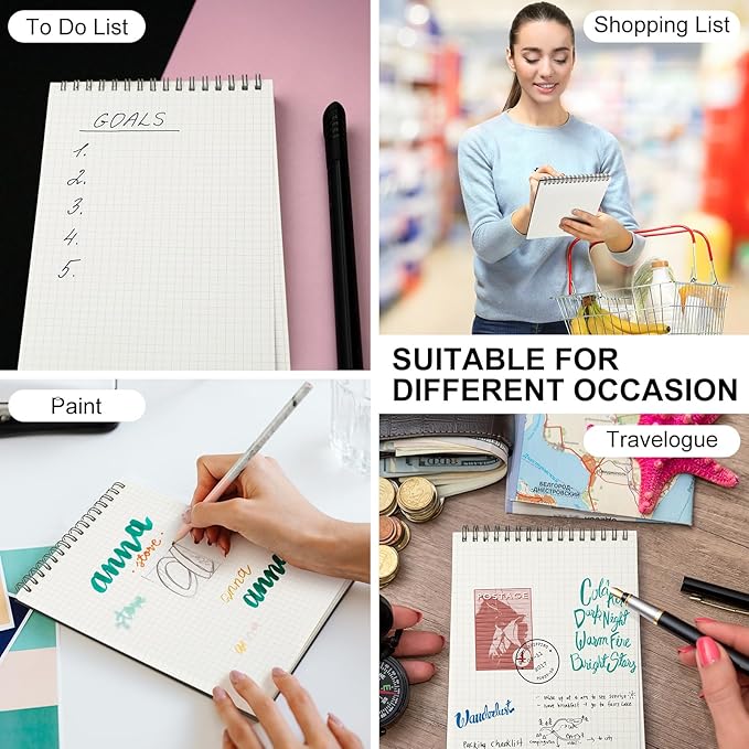 Engrowtic 3 Pack Graph Paper Spiral Notepad A5 Top Wirebound Notepad Grid - Image 5