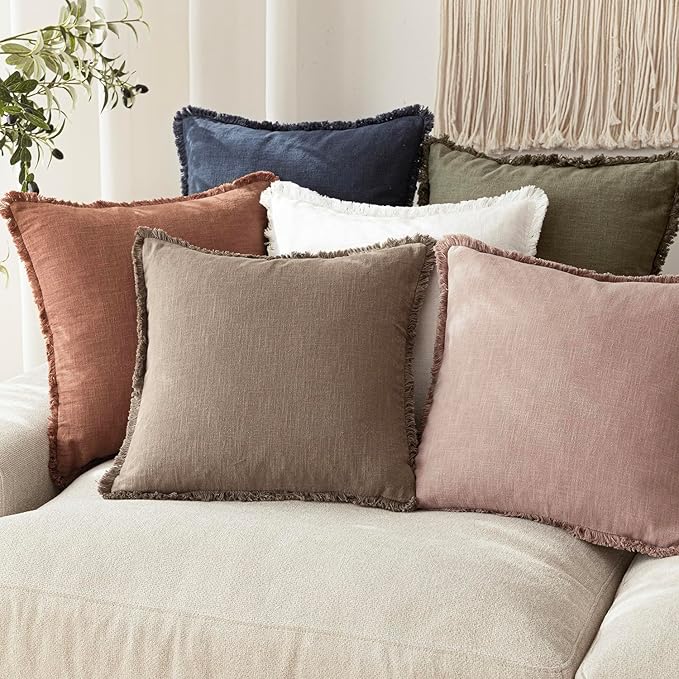 Foindtower Set of 2 Decorative Linen Fringe Lumbar Throw Pillow Covers - Image 7