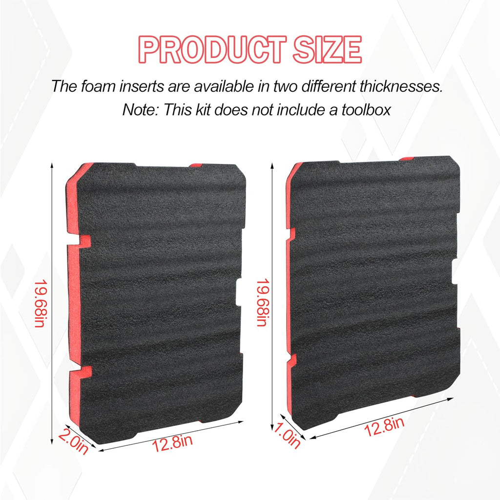 Foam Inserts Fits Milwau-kee Packout 48-22-8424 | Drawer foam tool box inserts 2 pcs Black/Red