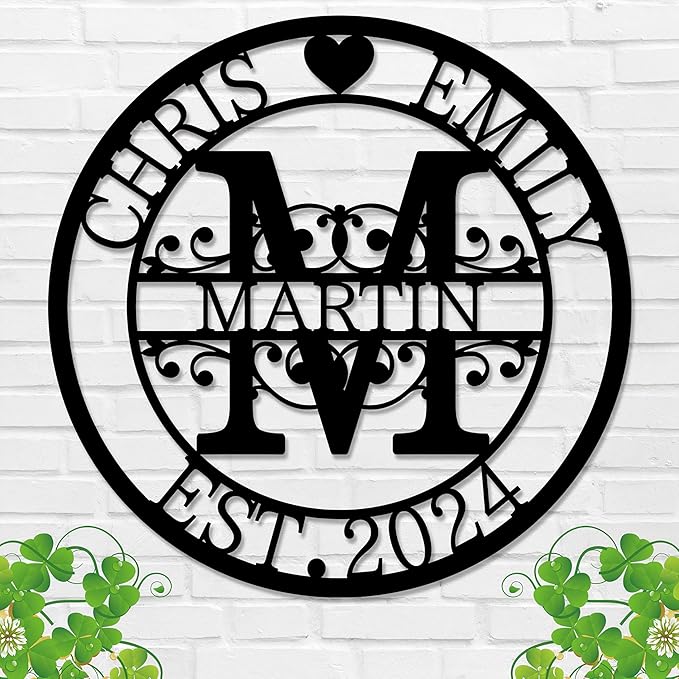 Personalized Metal Name Signs, Split Letter Monogram Wall Decor, Custom Last by Unknown