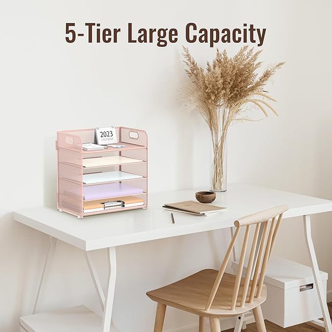 2 Pack 5-Tier Pink Desk Organizer - Image 6