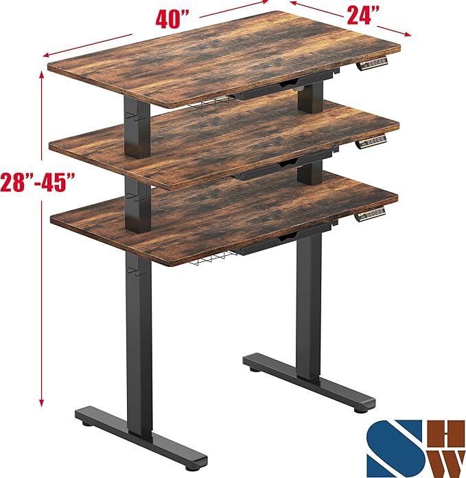 SHW 40-Inch Electric Height Adjustable Standing Desk - Image 2