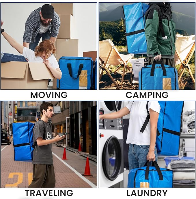 TAILI 4 Pack Blue Moving Bags w/Adjustable Backpack Straps, Moving Supplies - Image 9