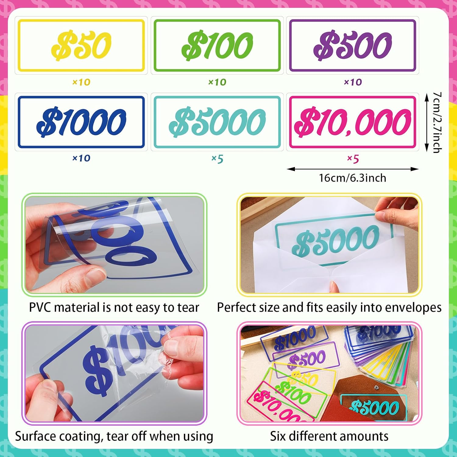 50 Pcs Cash Stuffing Placeholder for Envelopes Binder Pocket Cash Stuffing Placeholder Place Holder for 100 Envelopes Money Saving Challenge(Classic)