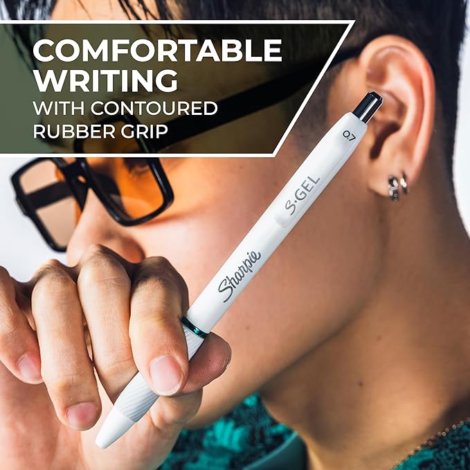 Sharpie S-Gel Pens, Fashion Barrel Gel Pens, Pearl White Body, Medium Point - Image 8