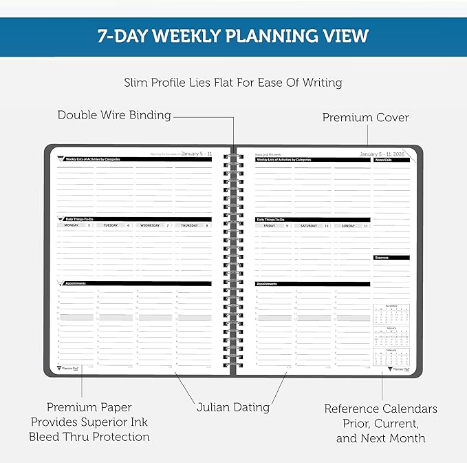 Planner Pad Spiral Bound January-December 2026/ Calendar Year 6 3/4" x 8 1/2" - Image 3