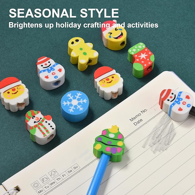 42 Pieces Christmas Pencil Top Erasers - Image 4