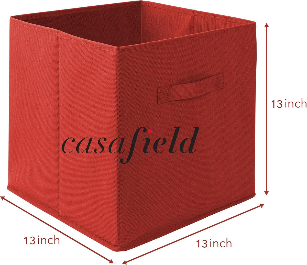 Casafield Set of 6 Collapsible Fabric Cube Storage Bins, Red - 13" Folda...