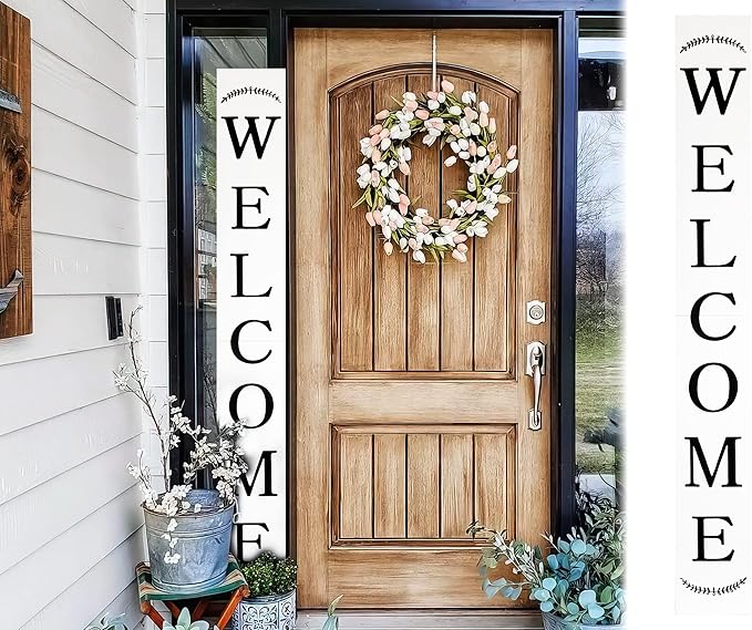 Tall Outdoor Welcome Sign for Front Door, 6ft White Welcome Sign, Rustic Tall - Image 2